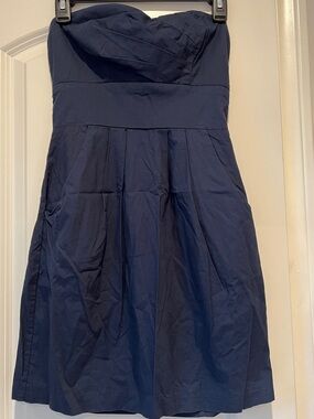 Trixxi Strapless Navy Blue Pleated Cocktail Dress